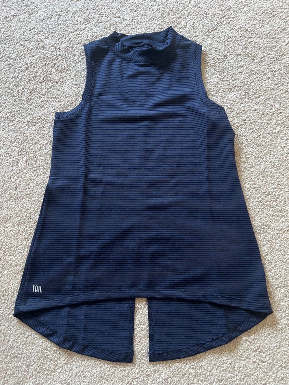 Tail Navy Ribbed Mock Neck Athletic Tank